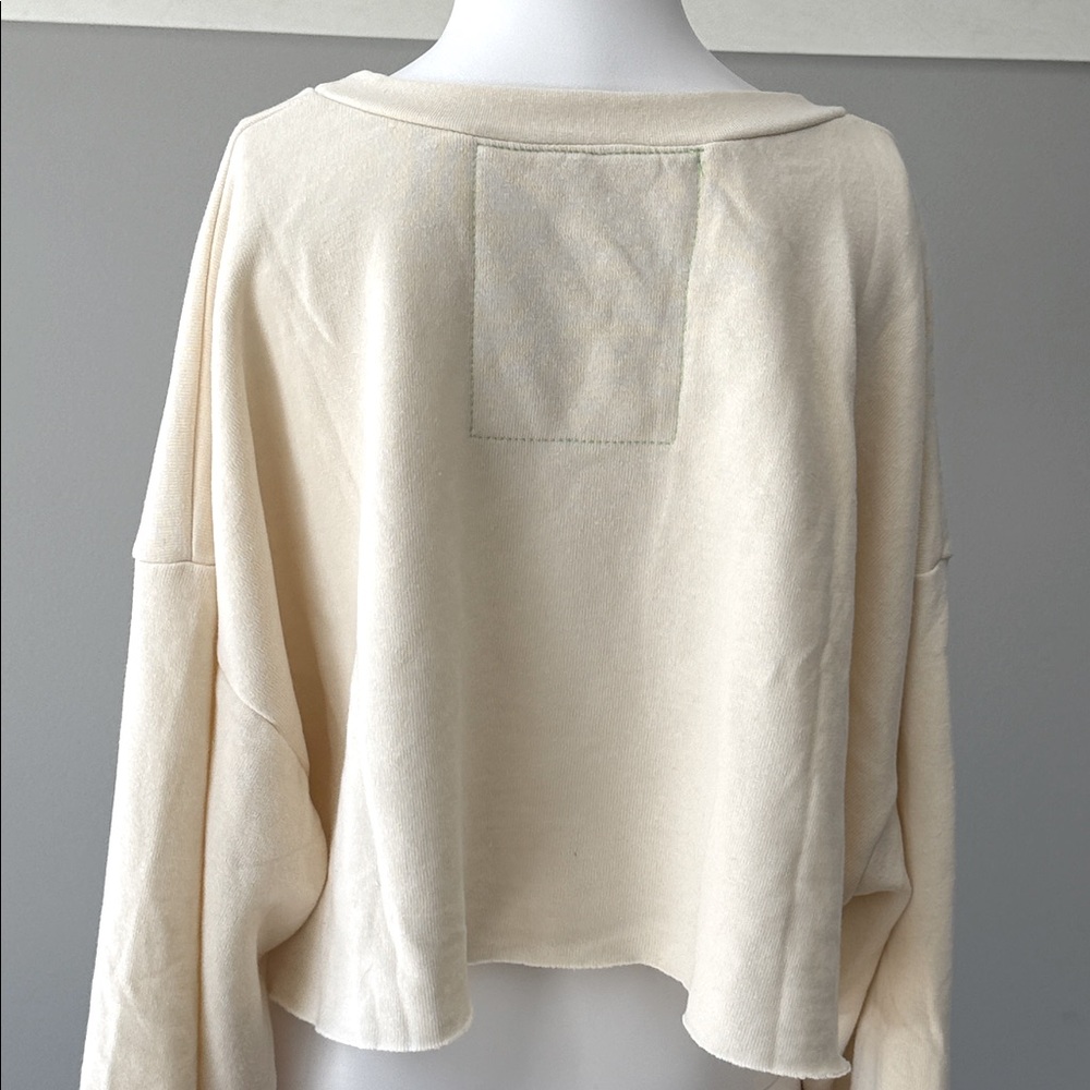 🏄♀️Aviator Nation LOGO CROPPED CREW SWEATSHIRT RELAXED -VINTAGE WHITE-Medium - Picture 5 of 11
